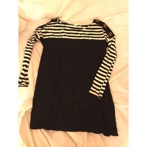 Black and white stripe tunic with buttons